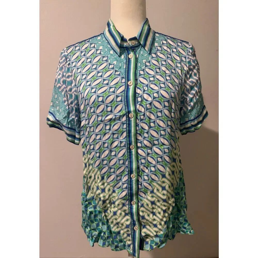 Hale Bob retro mix print button front top L